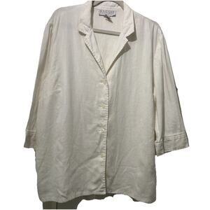 VINTAGE Maggie McNaughton 100% Linen Womens White Blazer Plus Size 1X Career
